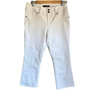 Stitch Fix 1822 Denim White Stretch Crop Capris Neutral Preppy Elevated Basic 10